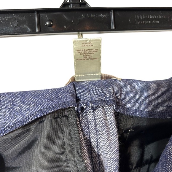 Ann Taylor Loft Linen/Poly Pants Modern Fit Cropped Pants Trousers Blue Size 2P - Picture 3 of 4